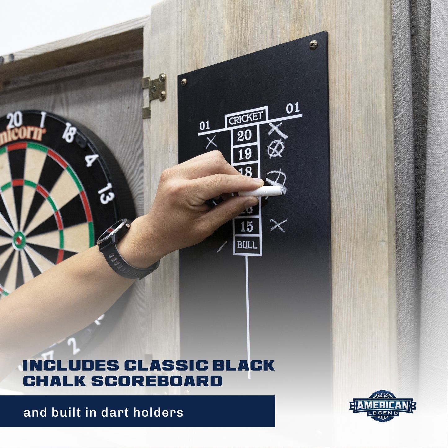 American Legend Barnwood Dartboard Cabinet
