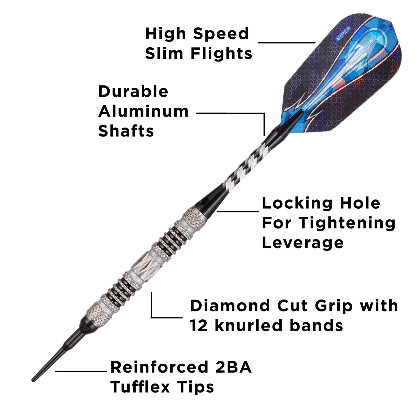Viper Astro 80% Tungsten Soft Tip Darts Black Rings 16 Grams