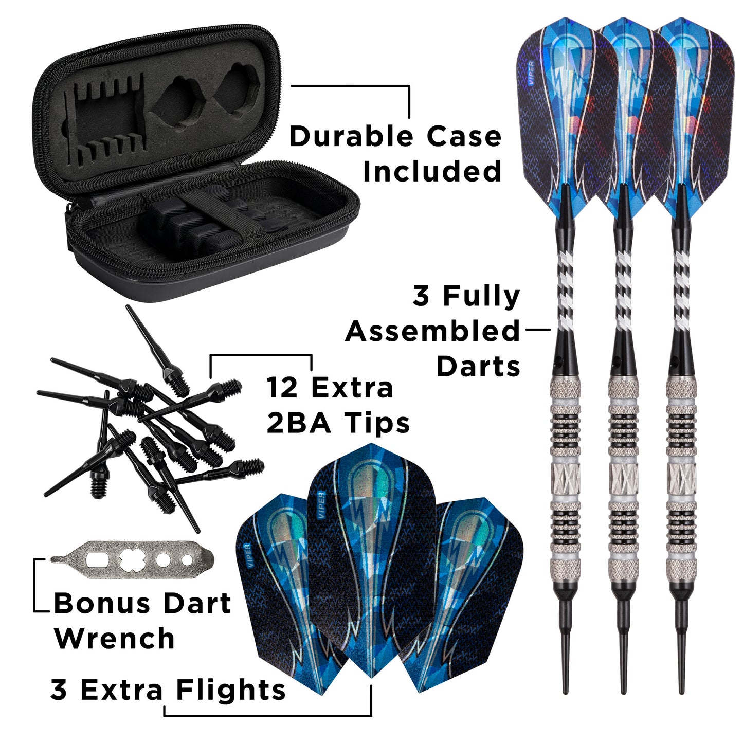 Viper Astro 80% Tungsten Soft Tip Darts Black Rings 16 Grams