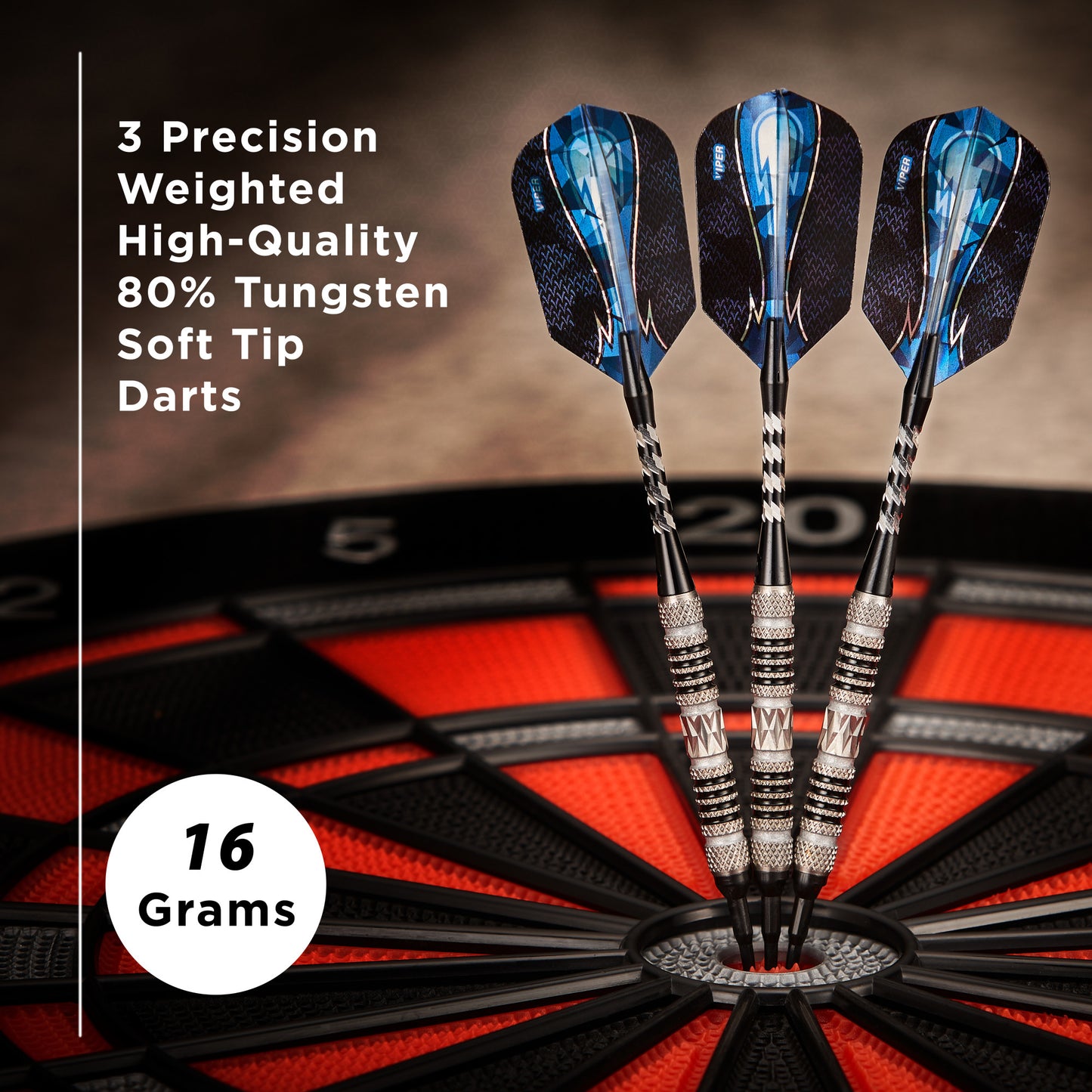 Viper Astro 80% Tungsten Soft Tip Darts Black Rings 16 Grams