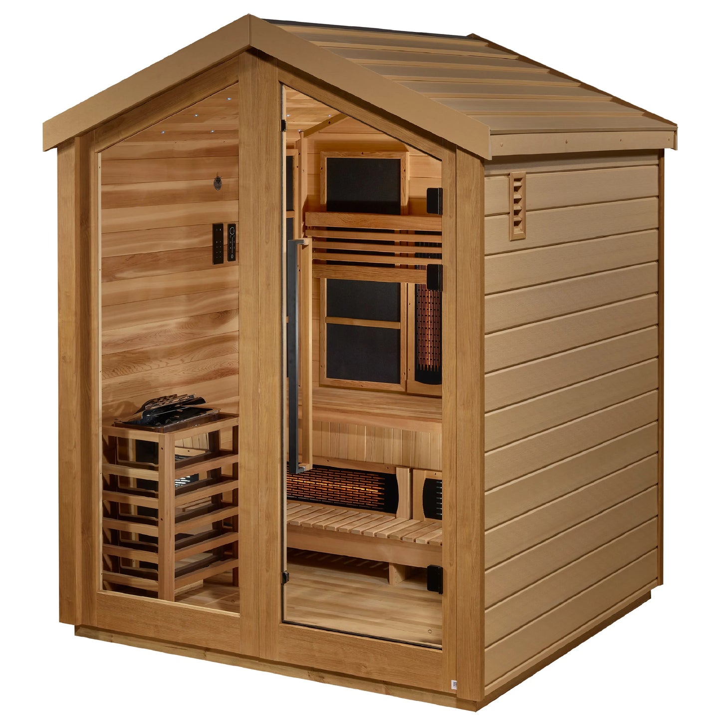 Loviisa 3 Person Outdoor PureTech™ Hybrid Full Spectrum Sauna (Canadian Red Cedar Interior)