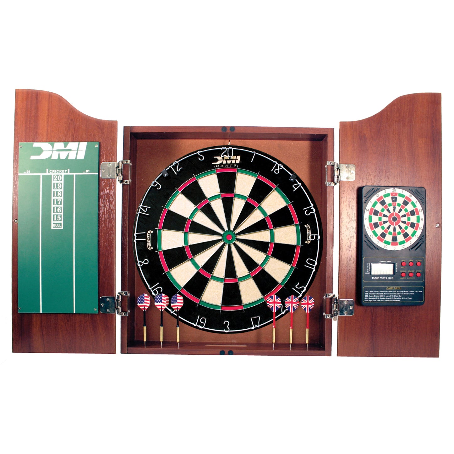 CABSETCH Dartboard Cabinet w/ Electronic Scorer - Light Cherry