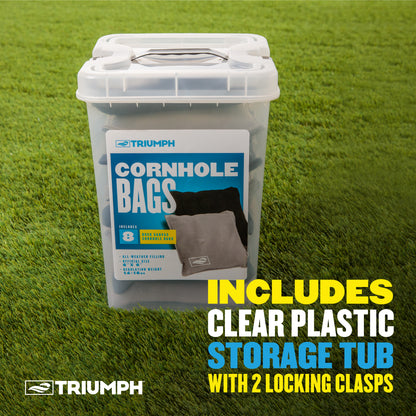 Triumph Black and Grey Cornhole Bags W/ Tub - 8 Pack