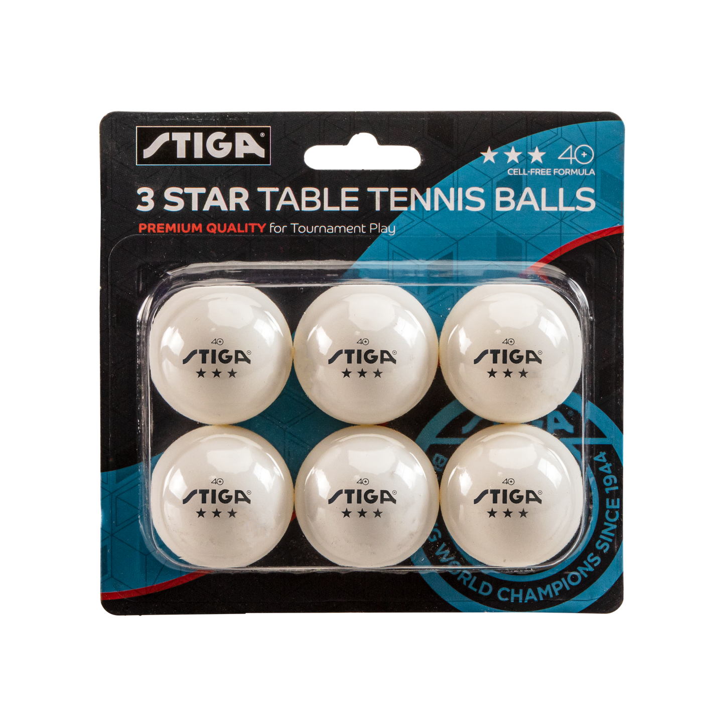 STIGA 3-Star White Balls (6-pack)