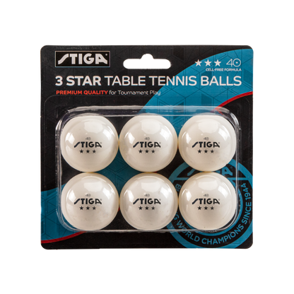 STIGA 3-Star White Balls (6-pack)