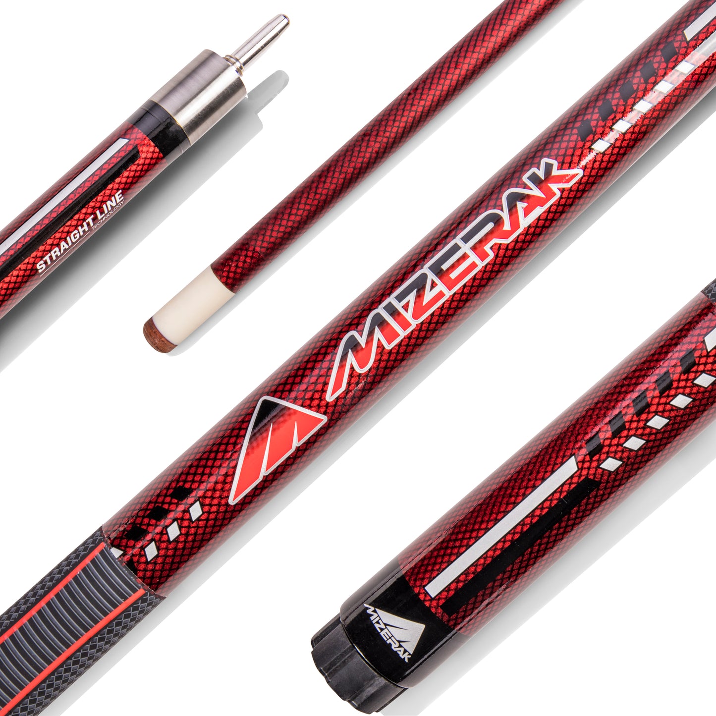 Mizerak 58" Premium Carbon Composite 3D Grip Cue - Red