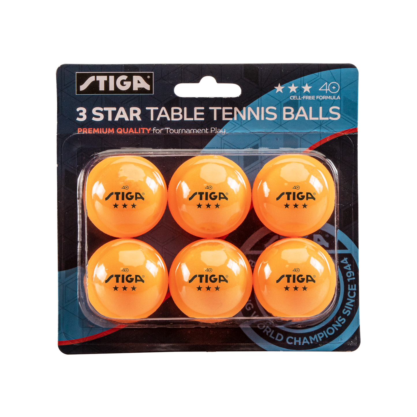 STIGA  3-Star Orange Balls (6-pack)