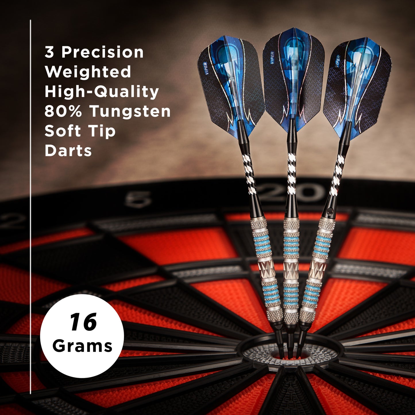 Viper Astro 80% Tungsten Soft Tip Darts Blue Rings 16 Grams