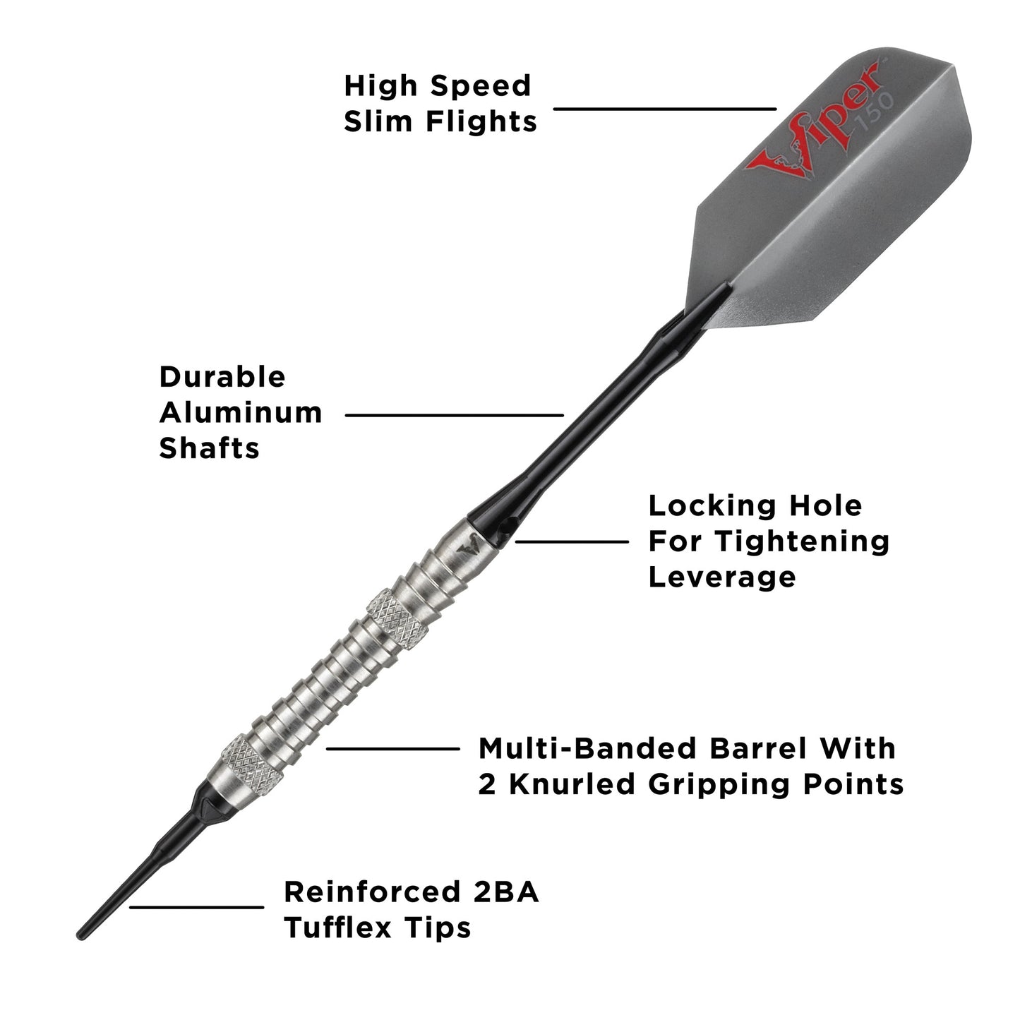 Viper V-Factor 90% Tungsten Soft Tip Darts Grooved Barrel 18 Grams