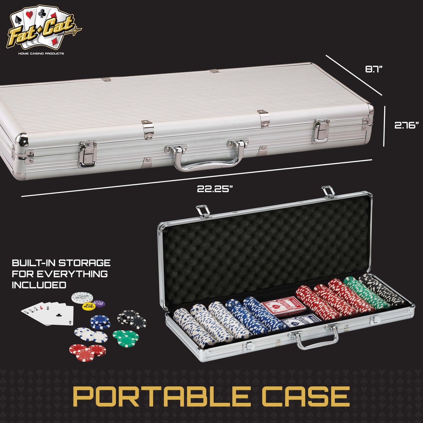 Fat Cat 500Ct Texas Hold'Em Poker Chip Set