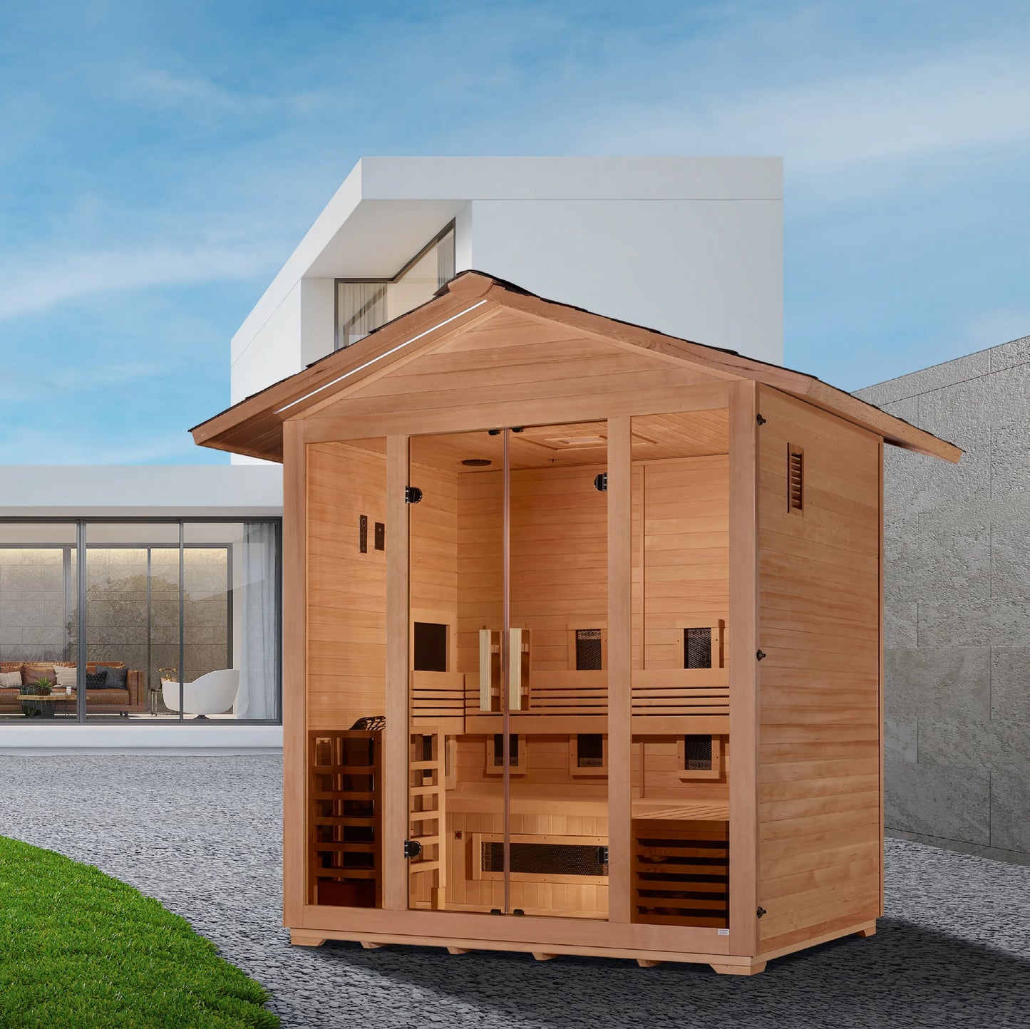 "Gargellen" 5 Person Hybrid Outdoor Steam Sauna (Canadian Hemlock)