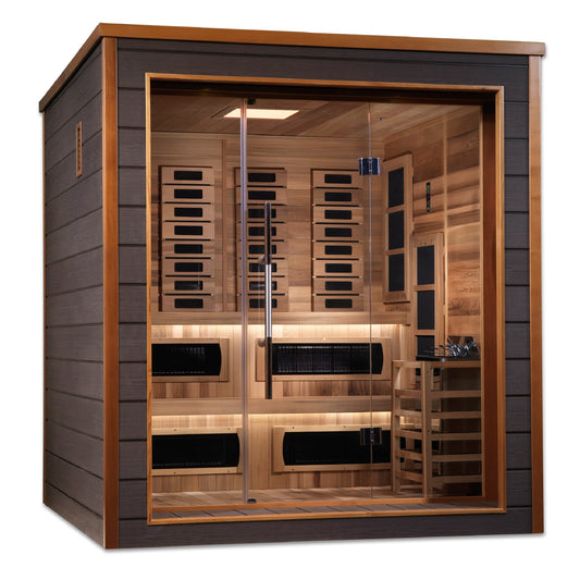 Karlstad 6 Person Outdoor-Indoor PureTech™ Hybrid Full Spectrum Sauna (Canadian Red Cedar Interior)