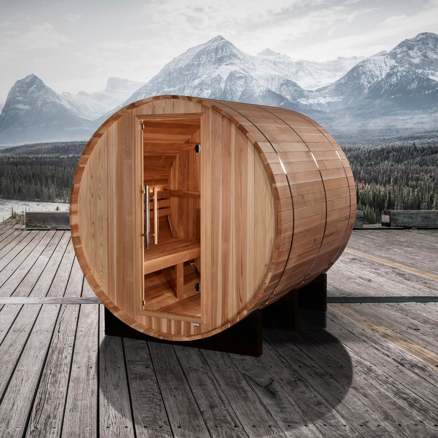 "Arosa" 4 Person Barrel Traditional Steam Sauna (Pacific Cedar)