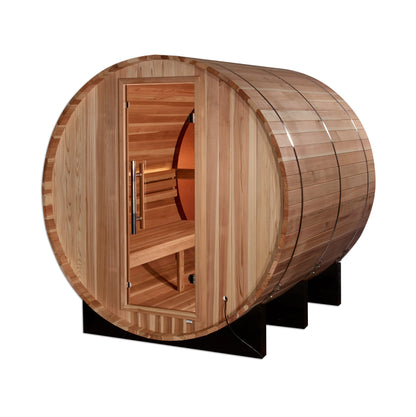 "Zurich" 4 Person Barrel with Bronze Privacy View - Traditional Steam Sauna (Pacific Cedar)