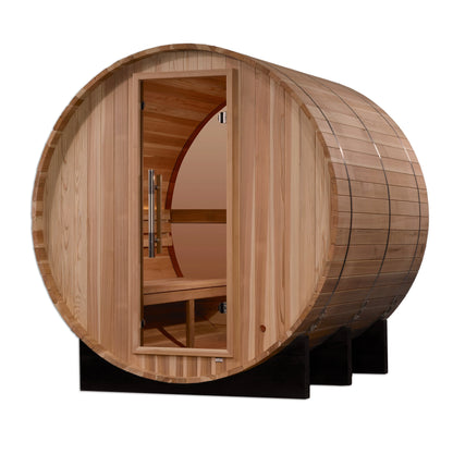 "Zurich" 4 Person Barrel with Bronze Privacy View - Traditional Steam Sauna (Pacific Cedar)