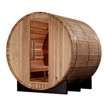 "Zurich" 4 Person Barrel with Bronze Privacy View - Traditional Steam Sauna (Pacific Cedar)