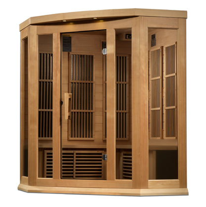 Maxxus 3 Person Corner Near Zero EMF FAR Infrared Sauna (Canadian Hemlock)