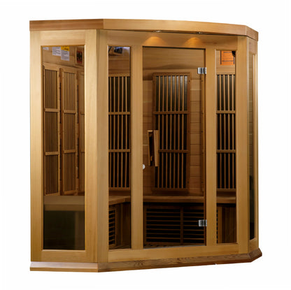 Maxxus "Avignon Edition" 3 Person Corner Near Zero EMF FAR Infrared Sauna (Canadian Red Cedar)