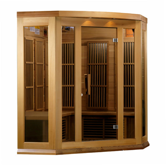 Maxxus "Avignon Edition" 3 Person Corner Near Zero EMF FAR Infrared Sauna (Canadian Red Cedar)