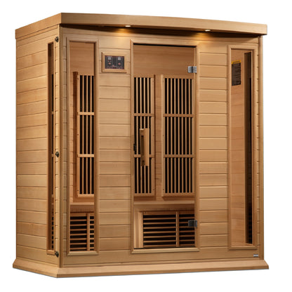 Maxxus 4 Person Corner Near Zero EMF FAR Infrared Sauna (Canadian Hemlock)