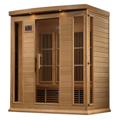 Maxxus 4 Person Corner Near Zero EMF FAR Infrared Sauna (Canadian Hemlock)