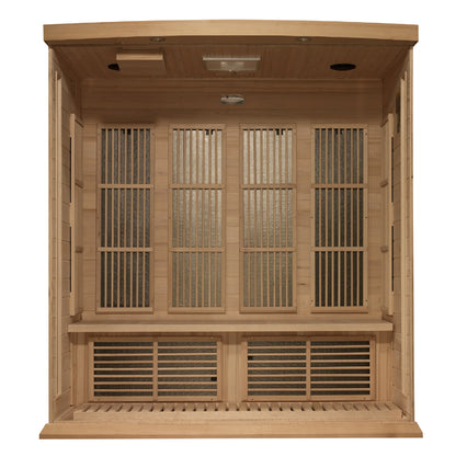 Maxxus 4 Person Corner Near Zero EMF FAR Infrared Sauna (Canadian Hemlock)