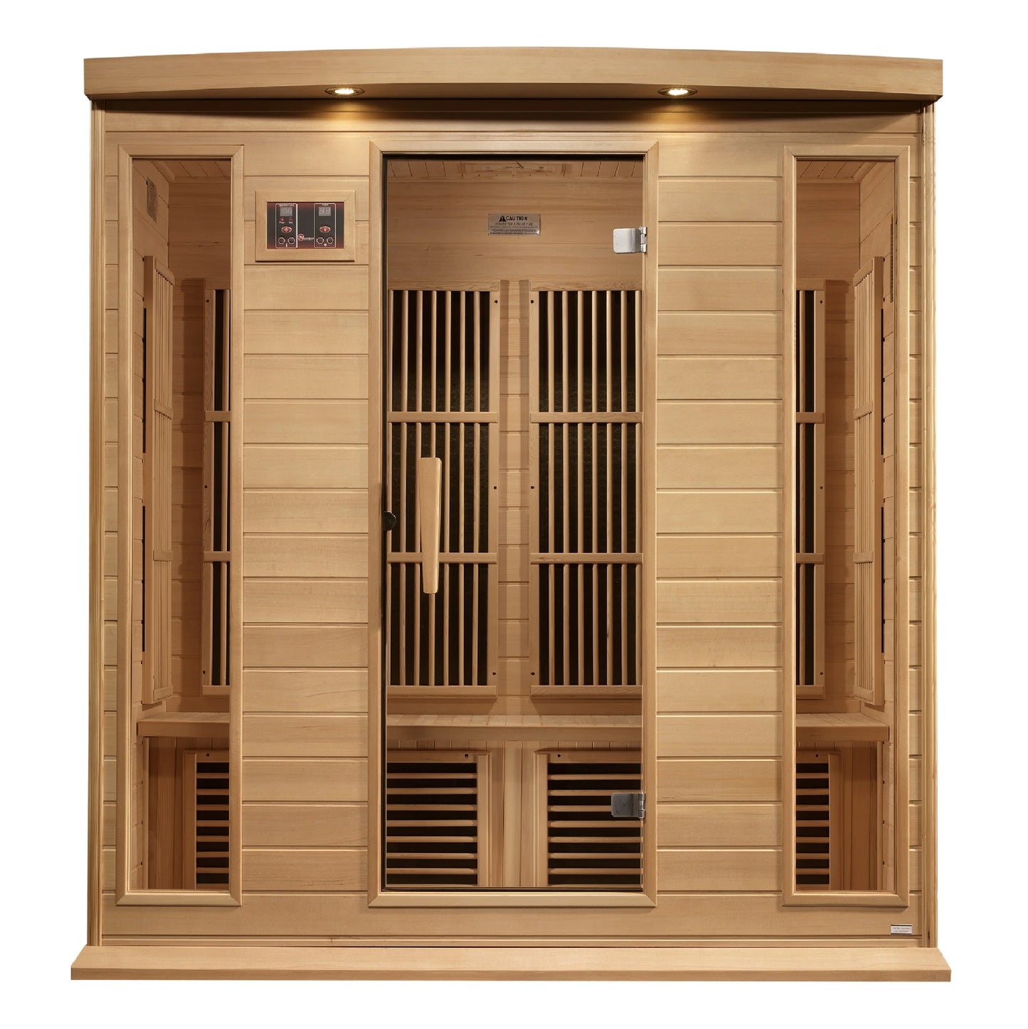 Maxxus 4 Person Corner Near Zero EMF FAR Infrared Sauna (Canadian Hemlock)