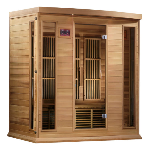 Maxxus "Chaumont Edition" 4 Person Corner Near Zero EMF FAR Infrared Sauna (Canadian Red Cedar)