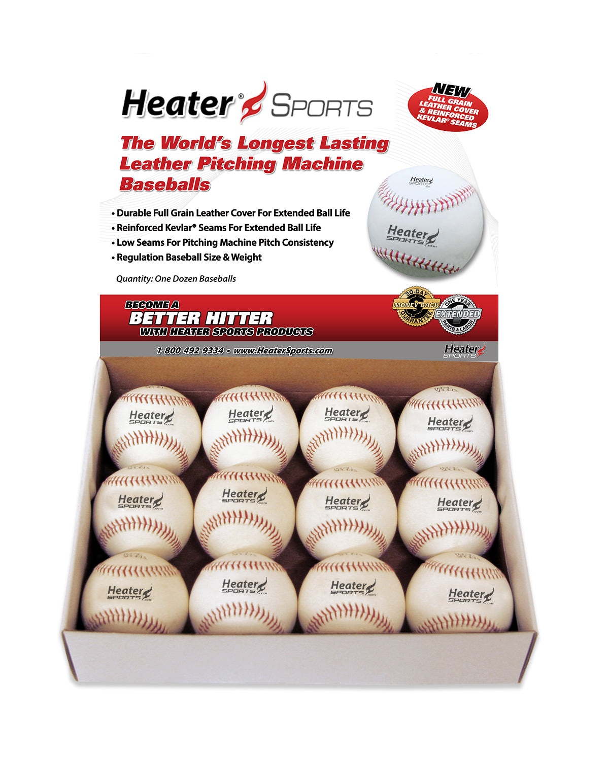 Heater Fireball Genuine Leather Baseballs (Dozen)