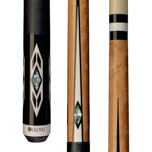 Lucasi Custom Antique Maple/Midnight Black Cue With Embossed Leather Wrap