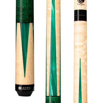 Lucasi Custom Emerald Stained & Natural Super Birdseye Wrapless Cue