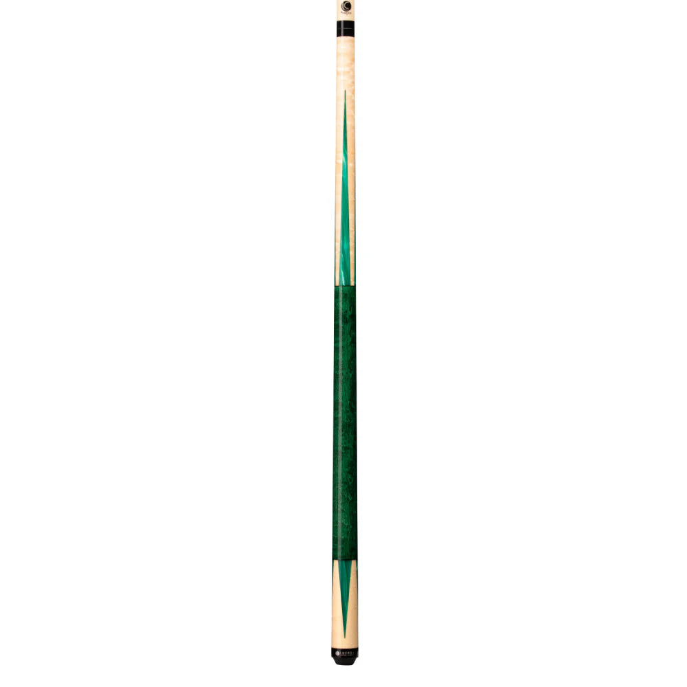 Lucasi Custom Emerald Stained & Natural Super Birdseye Wrapless Cue