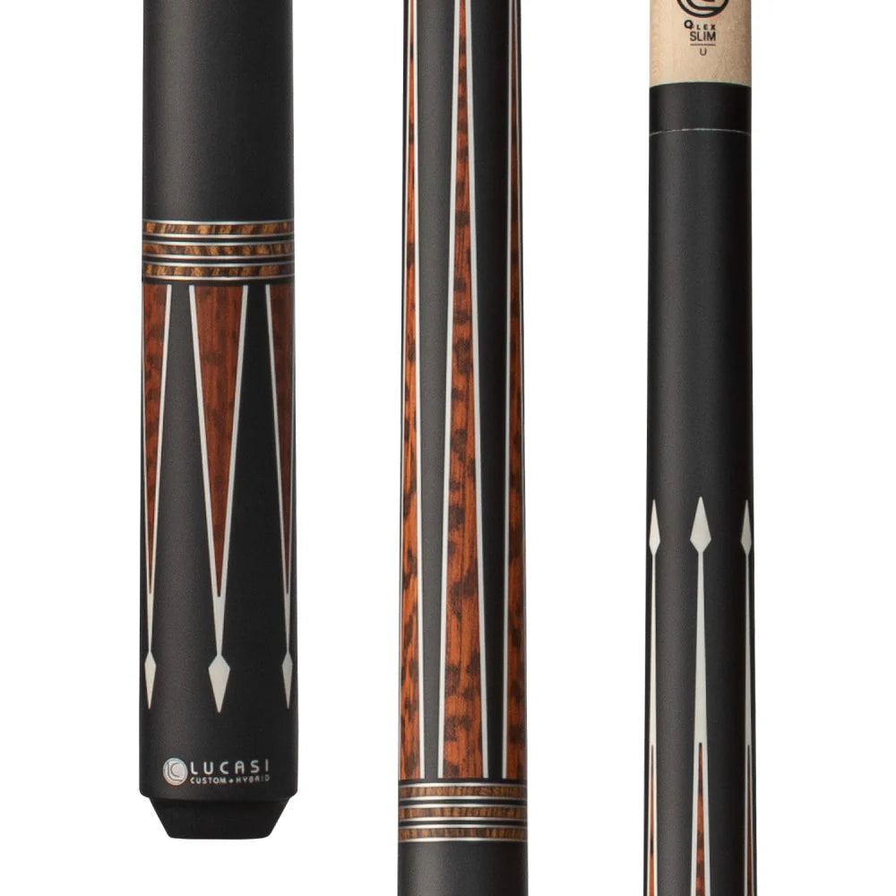 Lucasi Custom Matte Black & Snakewood/Zebrawood Wrapless Cue