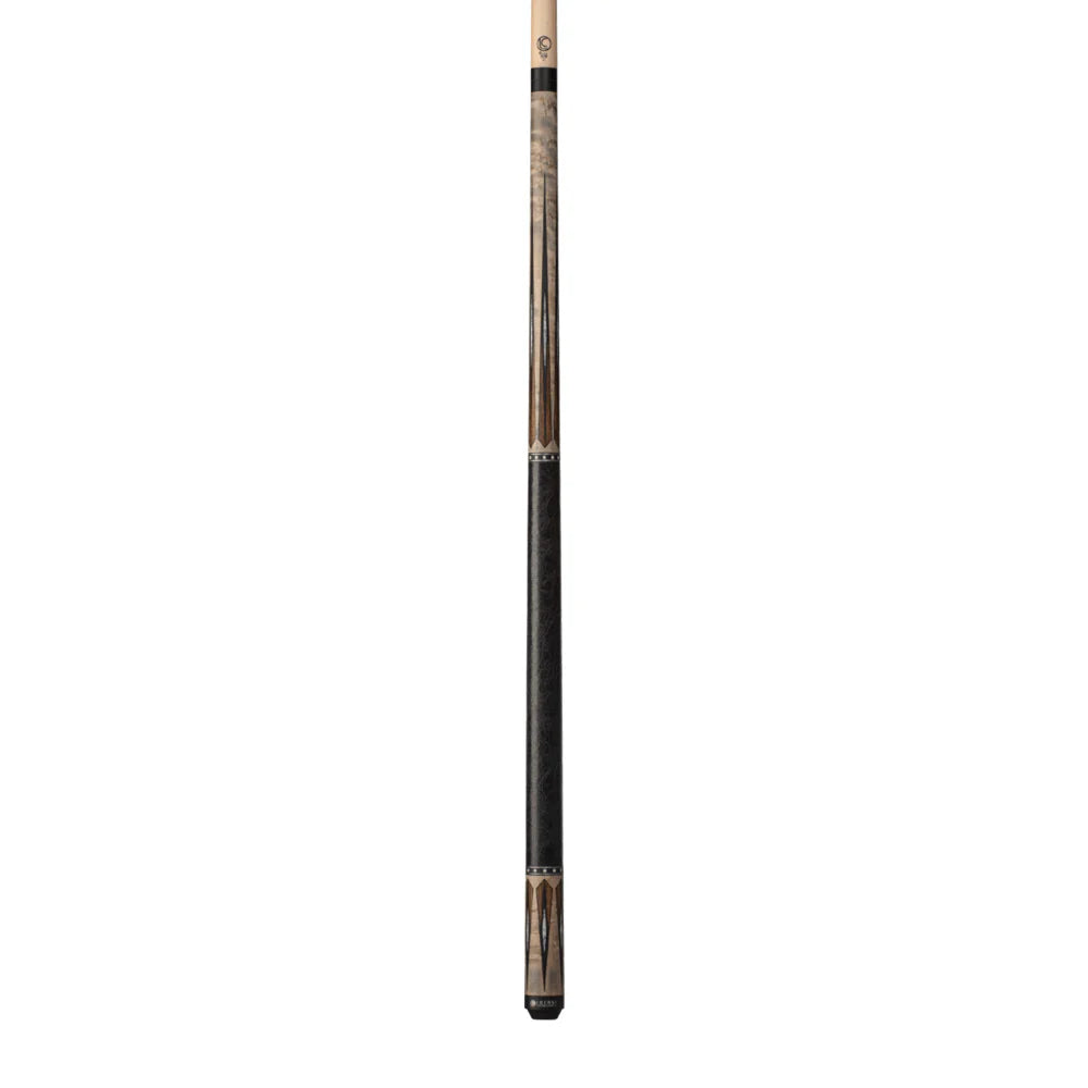 Lucasi Custom Matte Grey Maple & Bocote/White Recon Cue With Leather Wrap