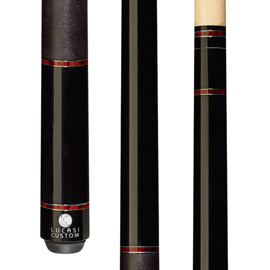 Lucasi Custom Midnight Black & Exotic Cocobolo Cue With Black Linen Wrap