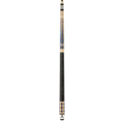 Lucasi Custom Natural Birdseye/Blue Luster Cue With Black & White Linen Wrap