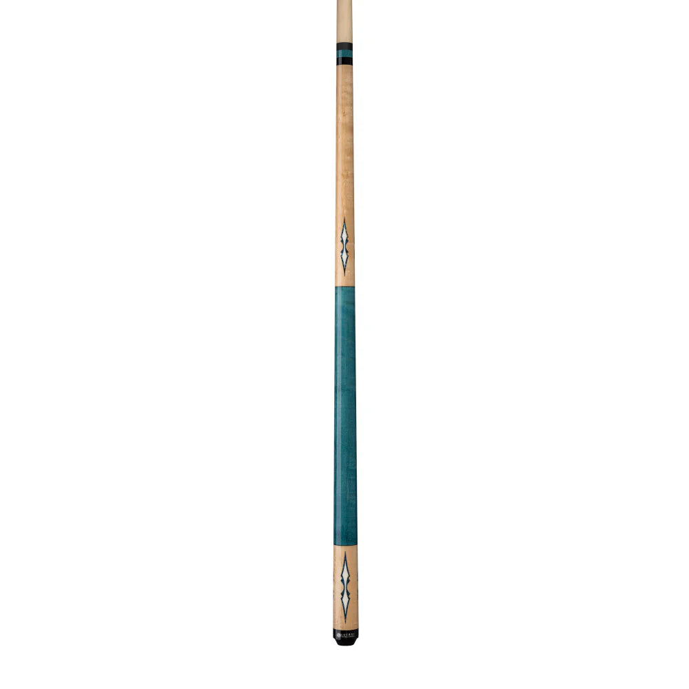 Natural Birdseye Maple, 4 Aquamarine poly & Off-White inner poly inlay, Walnut Stained Birdseye Maple Wrapless Handle