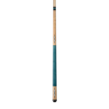 Natural Birdseye Maple, 4 Aquamarine poly & Off-White inner poly inlay, Walnut Stained Birdseye Maple Wrapless Handle