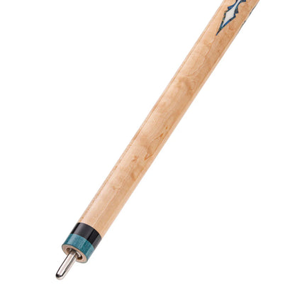 Natural Birdseye Maple, 4 Aquamarine poly & Off-White inner poly inlay, Walnut Stained Birdseye Maple Wrapless Handle