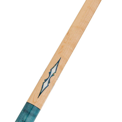 Natural Birdseye Maple, 4 Aquamarine poly & Off-White inner poly inlay, Walnut Stained Birdseye Maple Wrapless Handle