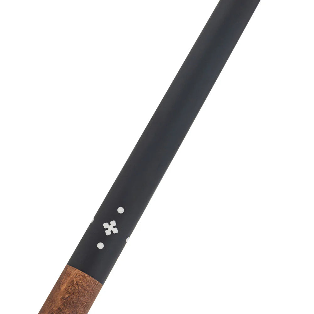 Lucasi Custom Walnut Curly Maple & Matte Black/Imitation Bone Wrapless Cue