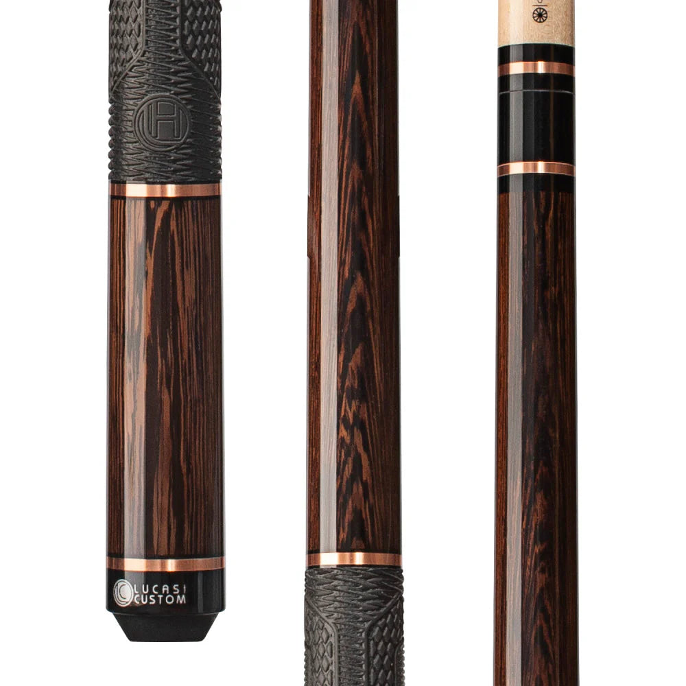 Lucasi Hybrid Black Palm & Rose Gold Rings Cue With Fusion G5 Grip