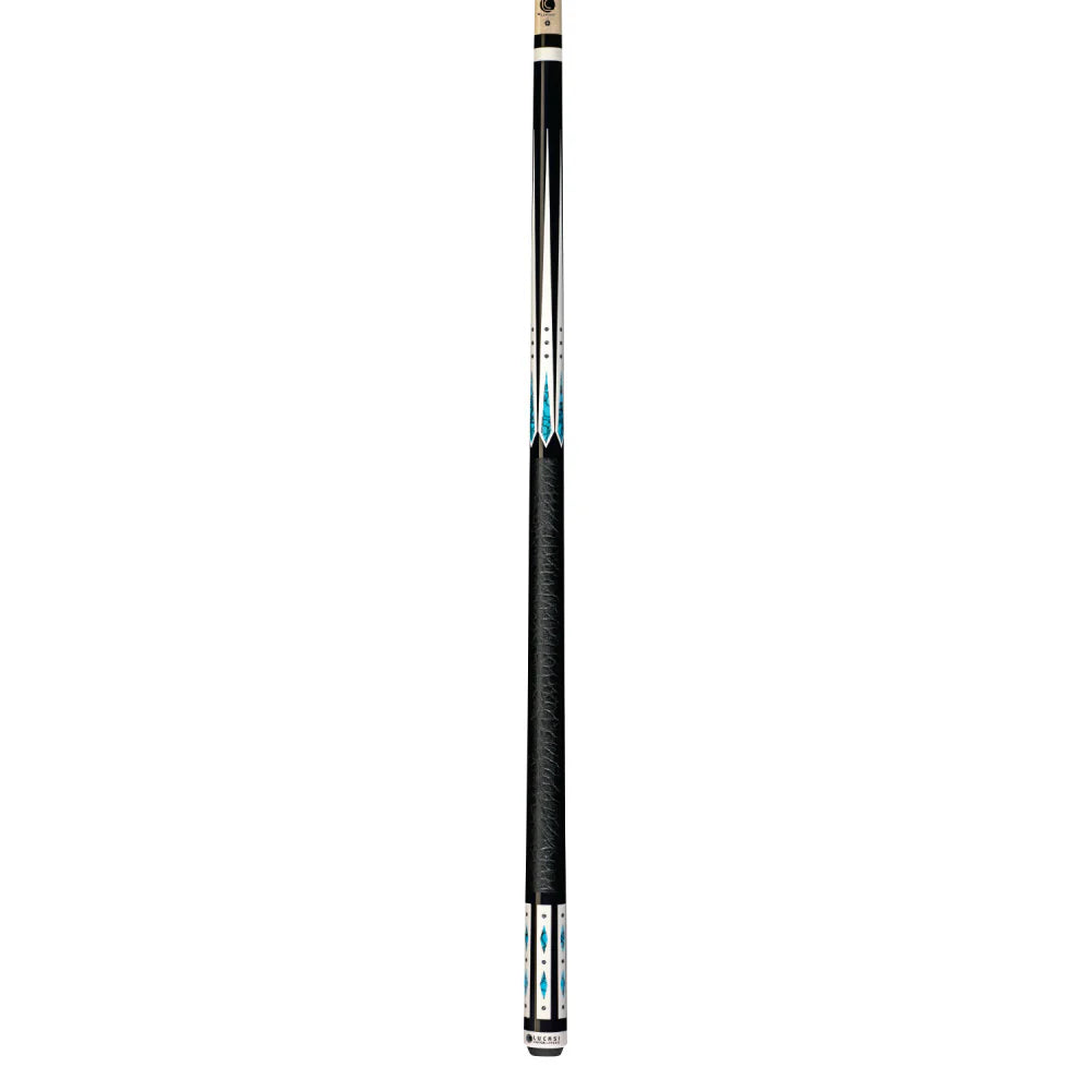 Lucasi Hybrid Midnight Black & Blue Recon Cue With Embossed Leather Grip