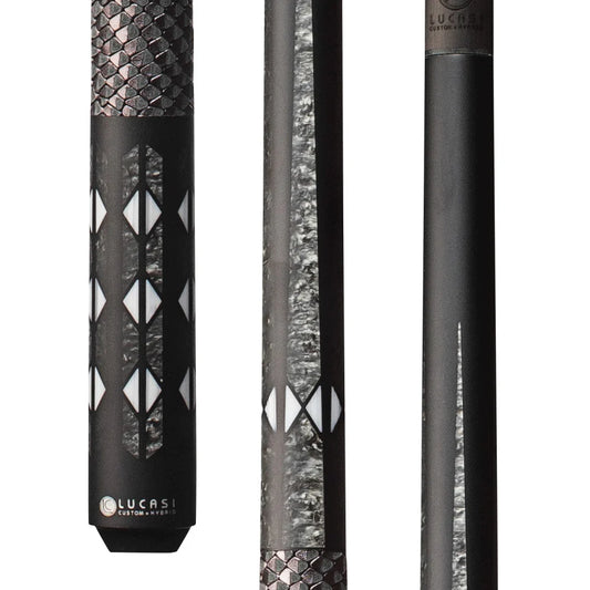 Lucasi Pinnacle Matte Black/Imitation Bone Cue With Carbon Fiber Tech Shaft