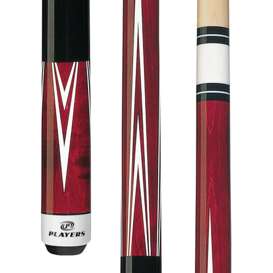 Players 4 Point Crimson Wrapless Cue