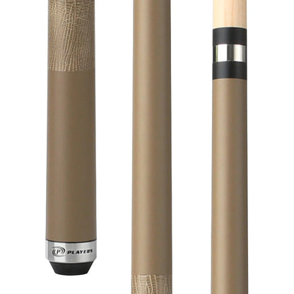 Players Aged Oak Beige Matte Cue With Embossed Leather Wrap