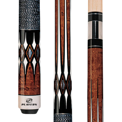 Players Antique Maple Curly & Black Cue With Black/White Linen Wrap