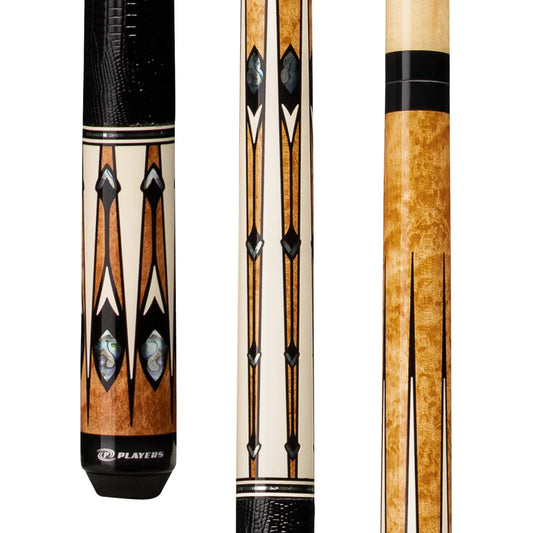 Players Antique Maple With Mother Of Pearl Cue With Embossed Leather Wrap