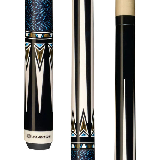 Players Black & Bocote Cue With Blue/Black Linen Wrap