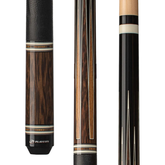 Players Black Palm & Bocote Cue With Embossed Leather Wrap